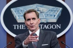FILE - Pentagon spokesman John Kirby speaks during a briefing at the Pentagon, Aug. 13, 2021.