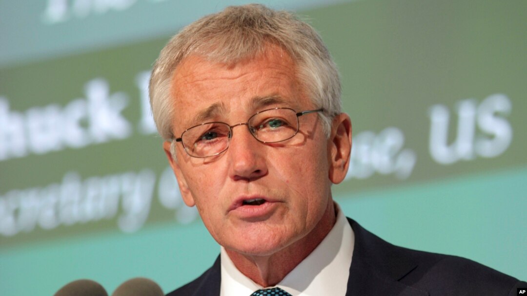 U.S. Secretary of Defense Chuck Hagel addresses the International Institute of Strategic Studies (IISS) conference in Manama, Bahrain, on Saturday, Dec. 7, 2013. 