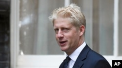 Britain's Conservative Party lawmaker Jo Johnson arrives at Downing Street in London, Sept. 4, 2019. Jo Johnson has announced hes quitting as an education minister and will step down from Parliament.