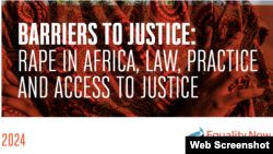 Web screenshot of cover of Equality Now's Barriers to Justice report.