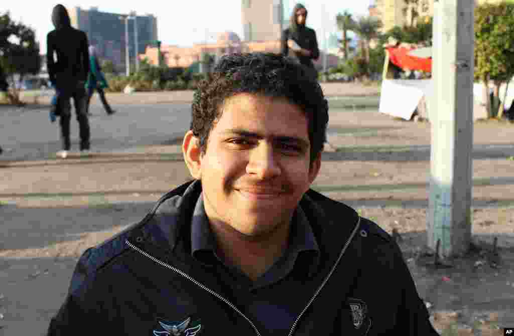 Mina Kamel, 18, is an engineering student says, "The Military Council is procrastinating so they can stay in power. We need a constitution. We need a civilian government - like they have now in Tunisia. And they [Military Council] need to accept a civilia