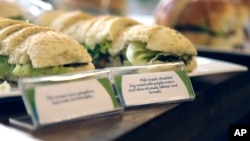 Meat sandwiches are on display during one of many food-testing exercises of the Olympic menu in Rio de Janeiro, Brazil, May 6, 2016.