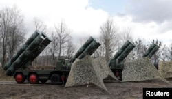 FILE - A view shows a new S-400 surface-to-air missile system after its deployment at a military base outside the town of Gvardeysk near Kaliningrad, Russia, March 11, 2019.
