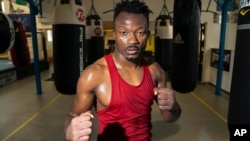 Boxer Thomas Essomba is pictured after training at Steel City Gym in Sheffield, England, Aug. 4, 2021. 