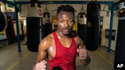 Boxer Thomas Essomba is pictured after training at Steel City Gym in Sheffield, England, Aug. 4, 2021. 