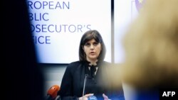 European Chief Prosecutor of the newly-launched European Public Prosecutor's Office (EPPO) Laura Kovesi answers journalists' question during a press conference at EPPO headquarters in Luxembourg, June 1, 2021.