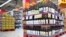 Shelves displaying discounted wines are seen at a supermarket in Shanghai, China, Oct. 29, 2015. 