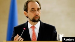 Le Haut-Commissaire de l'ONU aux droits de l'Homme Zeid Ra'ad Al Hussein lors d'une cession à l'ONU le 29 février 2016.