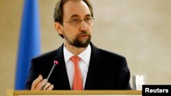 Le Haut-Commissaire de l'ONU aux droits de l'Homme Zeid Ra'ad Al Hussein lors d'une réunion à l'ONU, le 29 février 2016.