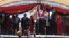 Nelson Chamisa greeting people at Gwanzura Stadium on Saturday.