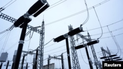 A view shows the high voltage substation of Latvian independent power transmission system operator in Rezekne, Latvia, Feb. 8, 2025. 