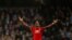 Paul Pogba jubile après la victoire de son équipe contre Manchester City 3-2, Angleterre, le 7 avril 2018.