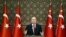 Turkish President Tayyip Erdogan makes a speech at the Presidential Palace in Ankara, Oct. 26, 2016. 
