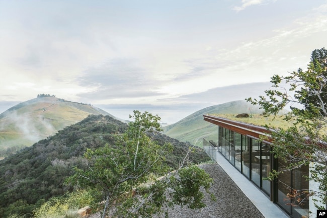 This image released by Anacapa Architecture shows the view from an off-grid guest house in Hollister Ranch, Calif., one of the last remaining undeveloped coastal areas in California, located on a wildlife preserve. (Erin Feinblatt via AP)