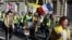 Yellow vest protesters march during a protest in Paris, France, Feb. 17, 2019.