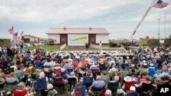 Republican presidential candidate former Arkansas Gov. Mike Huckabee speaks during a fundraiser for U.S. Sen. Joni Ernst, R-Iowa, Saturday, June 6, 2015, in Boone, Iowa. 