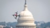 2023年6月15日美國國土安全部在華盛頓進行反無人機系統演示時，現場展示一架時速可達一小時90英里的無人機，拍攝背景為國會大廈。（美聯社） 