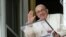 Pope Francis leads the Angelus prayer from his window at the Vatican Sept. 22, 2024. Vatican Media/­Handout via REUTERS 