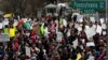 Activists gather outside the White House to protest President Donald Trump's executive actions on immigration in Washington, Jan. 29, 2017.