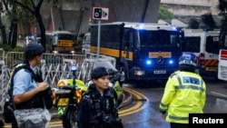 A prison van believed to be carrying Jimmy Lai arrives at court, where the founder of the now-defunct pro-democracy newspaper Apple Daily was set to take the witness stand in his national security collusion trial, in Hong Kong, Nov. 20, 2024.