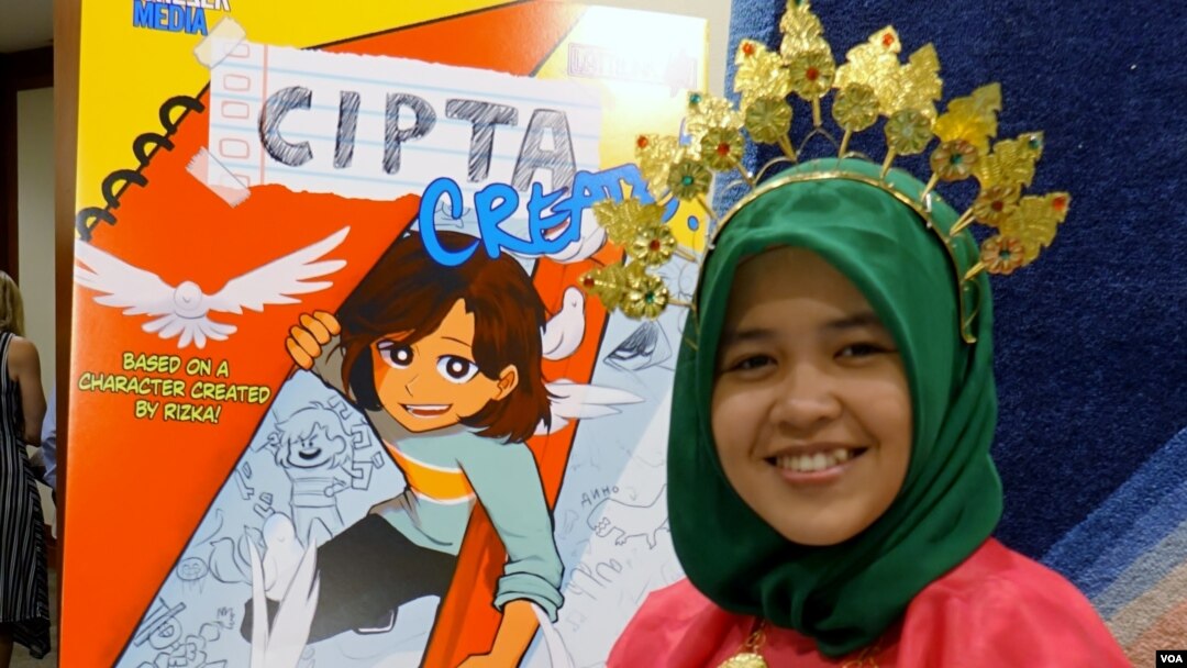 Rizka Raisah Fatimah Ramli di UNICEF, New York. (Foto: VOA Indonesia)