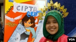 Rizka Raisah Fatimah Ramli di UNICEF, New York. (Foto: VOA Indonesia)