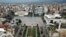 FILE - The empty Tirana's main Skanderbeg Square, is seen for above, March 22, 2020. . 