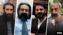 از راست: سعید دوراندیش، سینا انتصاری، رضا انتصاری، و سعید سلطانپور، دراویش گنابادی تبعید در ایران 