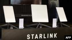 FILE - Starlink satellite antennas are seen at the Internationale Funkausstellung, the international trade show for consumer electronics and home appliances, Aug. 31, 2023, in Berlin, Germany. Across Myanmar, rebel commanders and aid workers are turning to Starlink satellites.