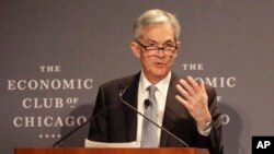 Jerome Powell habló en el Club Económico de Chicago el viernes 6 de abril de 2018.