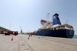 FILE - An oil tanker docks at the port of Hodeidah, Yemen, Oct. 17, 2019.