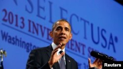 Presiden Obama memberikan sambutan dalam Pertemuan Puncak Investasi "SelectUSA 2013" di Washington (31/10).