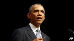 Tổng thống Mỹ Barack Obama phát biểu tại hội trường Nordea Concert Hall ở Tallinn, Estonia, 3/9/2014.