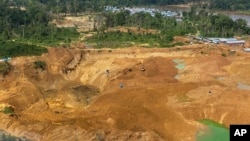 Deforestation is visible near the Muchacha mine in November 2020, near the Okapi Wildlife Reserve in Congo.