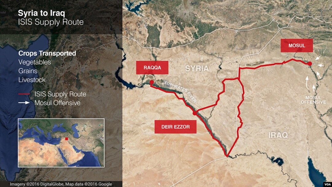 Syria to Iraq ISIS supply route