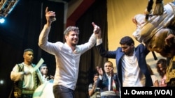 After the first performance to mark the opening of Stars Cinema in Nabatieh, Lebanon, audience and actors alike danced on the newly-built stage. 