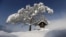 A tree covered with snow on a sunny spring day in the western Austrian village of Absam