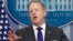 White House press secretary Sean Spicer speaks during the daily news briefing at the White House in Washington, Feb. 7, 2017. 