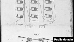 Partial view of Alexander Graham Bell’s telephone patent drawing from March 7, 1876.