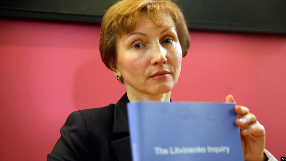 Marina Litvinenko, janda mantan agen dinas rahasia Soviet (KGB) Alexander Litvinenko dalam konferensi pers di London (21/1).