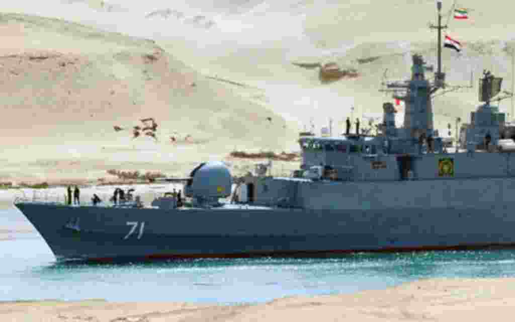An Iranian naval ship travels through the Suez Canal near Ismailia, some 120 km (75 miles) north of Cairo, heading toward the Mediterranean, a canal official said, a move certain to anger Israel. February 22, 2011