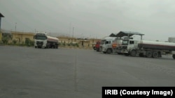 Iranian gasoline tanker truck drivers on strike in southern Iran's Fars province, May 23, 2018.