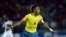 Pierre-Emerick Aubameyang célèbre après avoir marqué un but lors de la Coupe d'Afrique des Nations à Bata, en Guinée équatoriale, samedi 17 janvier 2015. 