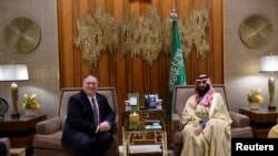 마이크 폼페오 미국 국무장관과 모하마드 빈실민 사우디 왕세자가 지난달 20일 리야드에서 회담했다.