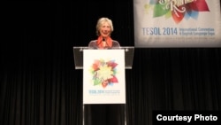 Betty Azar speaking at the 2014 TESOL conference in Portland, Oregon