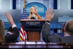 White House press secretary Kayleigh McEnany speaks during a news conference at the White House, Sept. 24, 2020.