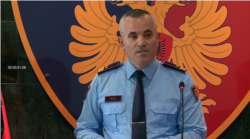 Albanian Police Chief Ardi Veliu reveals the identities of an alleged Iranian terrorist cell in a press briefing in Tirana, Oct. 23, 2019. (VOA Albanian web screenshot)