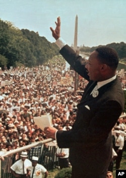 سخنرانی مارتین لوتر کینگ فقید در سال ۱۹۶۳ در بنای یادبود لینکلن.