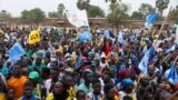 Hundreds of Chadians attend the campaign meeting of Albert Pahimi Padacke, former prime minister and candidate in the May 6 Chadian presidential election for the political party RNDT - Le Reveil, in Moundou, southern Chad, on April 26, 2024. (Photo by Jor