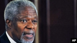 Former UN chief Kofi Annan, who mediated an end to Kenya's 2008 post-election violence, attends a press conference on 08 Dec 2009 in Nairobi,